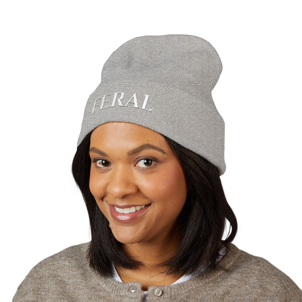 Feral Embroidered Cuffed Beanie