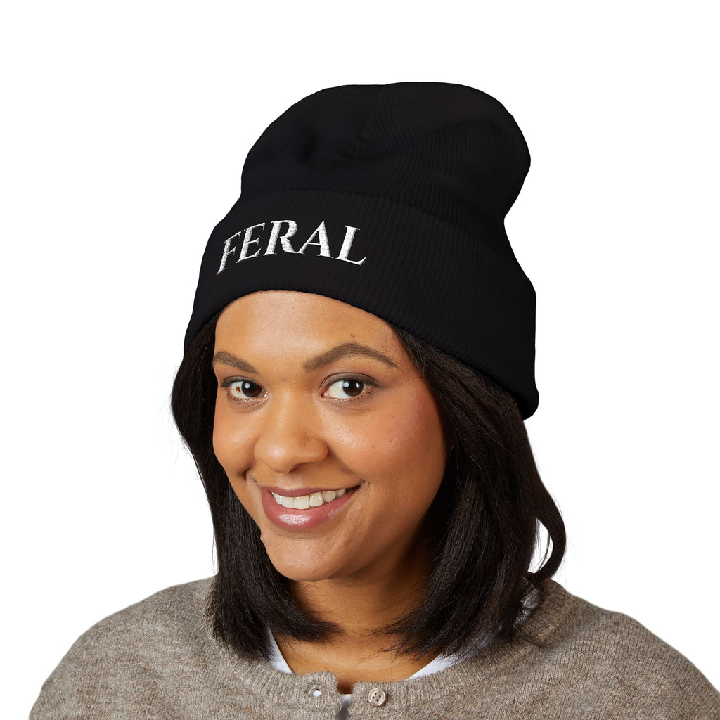 Feral Embroidered Cuffed Beanie