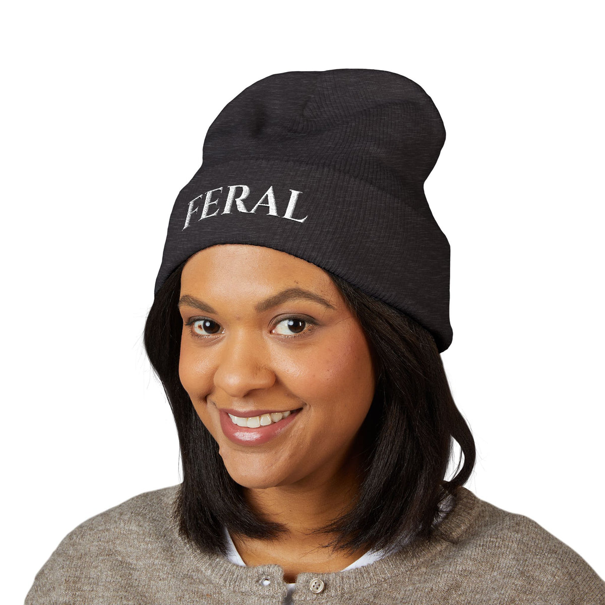 Feral Embroidered Cuffed Beanie