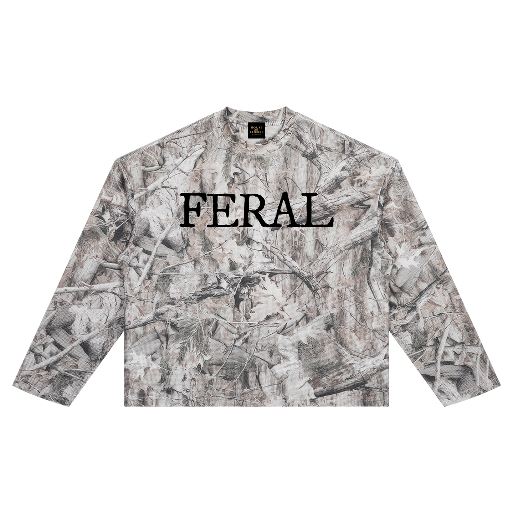 FERAL Camo Waffle Long Sleeve Oversized T-Shirt